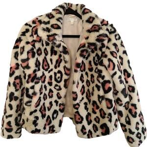 Abound Faux Fur Leopard Print Wrap Jacket XXS